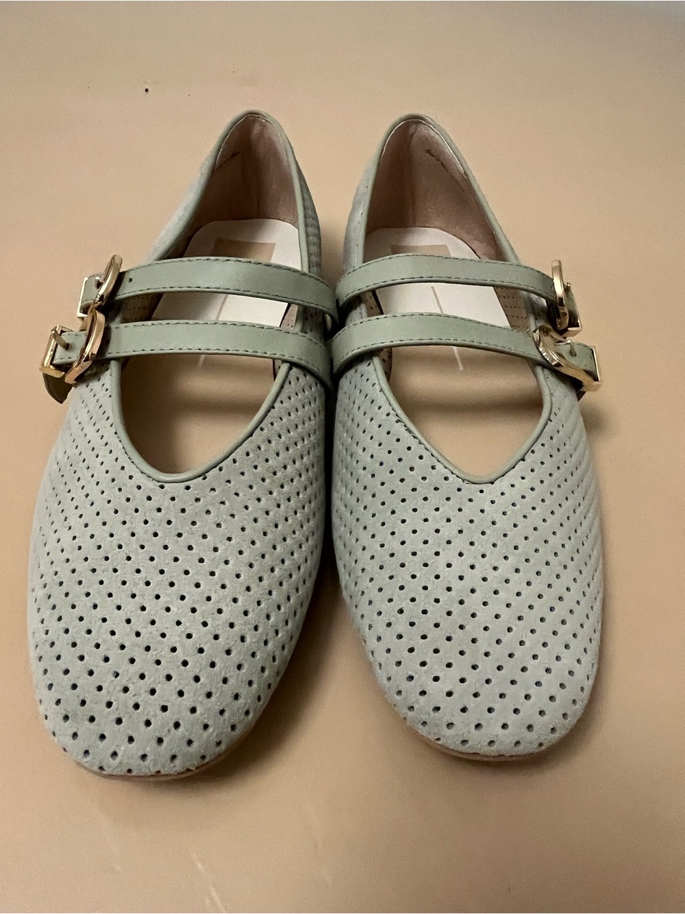 NWOt Women’s Dolce Vita Mint Green Perforated Double-Strap Mary Jane Flats